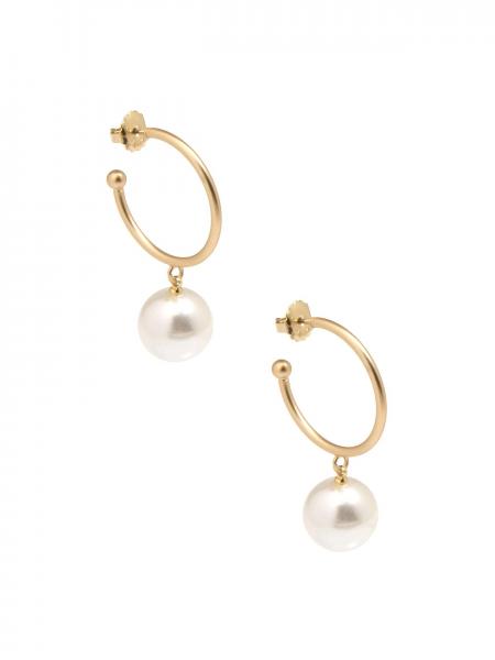 Pearl Bead Hoop Earrings