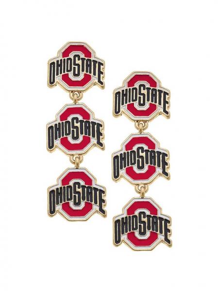 Ohio State Triple Drop Earrings