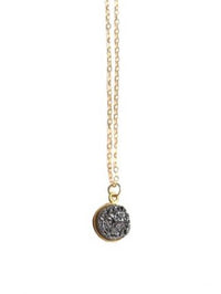 Round Druzy Necklace - Charcoal