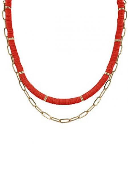 Red + Gold Layer Necklace