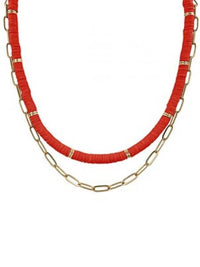Red + Gold Layer Necklace