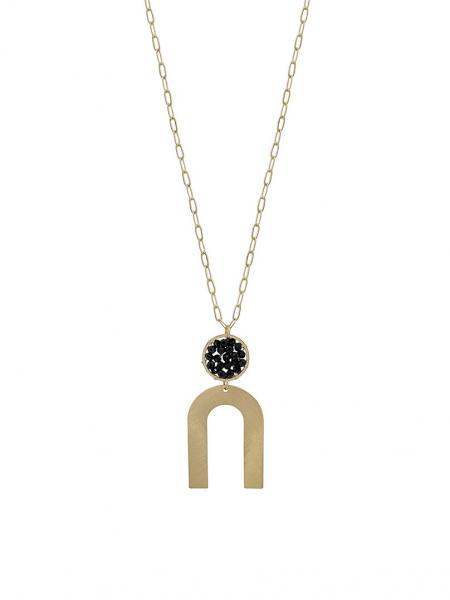 Black Crystal "U" Necklace