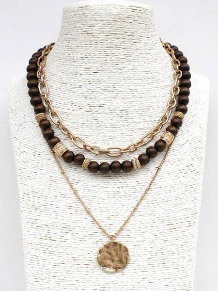 Walnut + Gold Layered Necklace