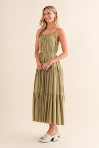 Grid Weave Belted Maxi Dress