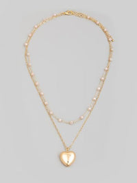 Layered Beaded + Heart Necklace