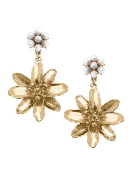 Pearl Cluster + Flower Earrings