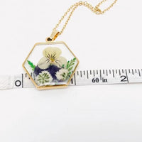 Floral Hexagon Charm Necklace